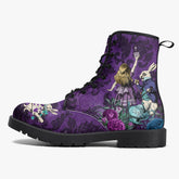 Alice in Wonderland Dark Alice Purple Lace Up Combat Boots. (JPREG94)